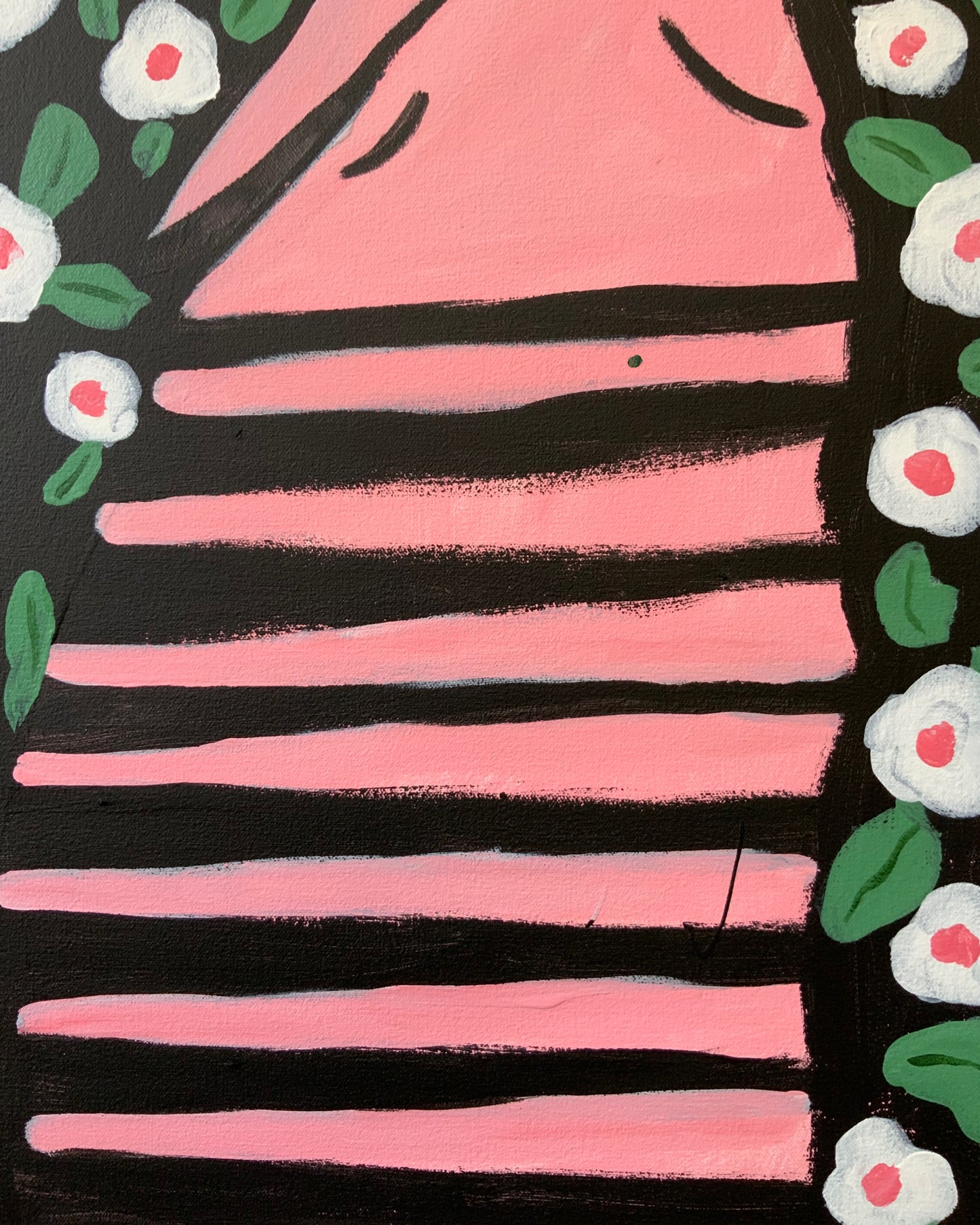 Medio vestida de noche rosa